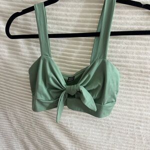 SHEIN Mint Tie-Front Crop Top